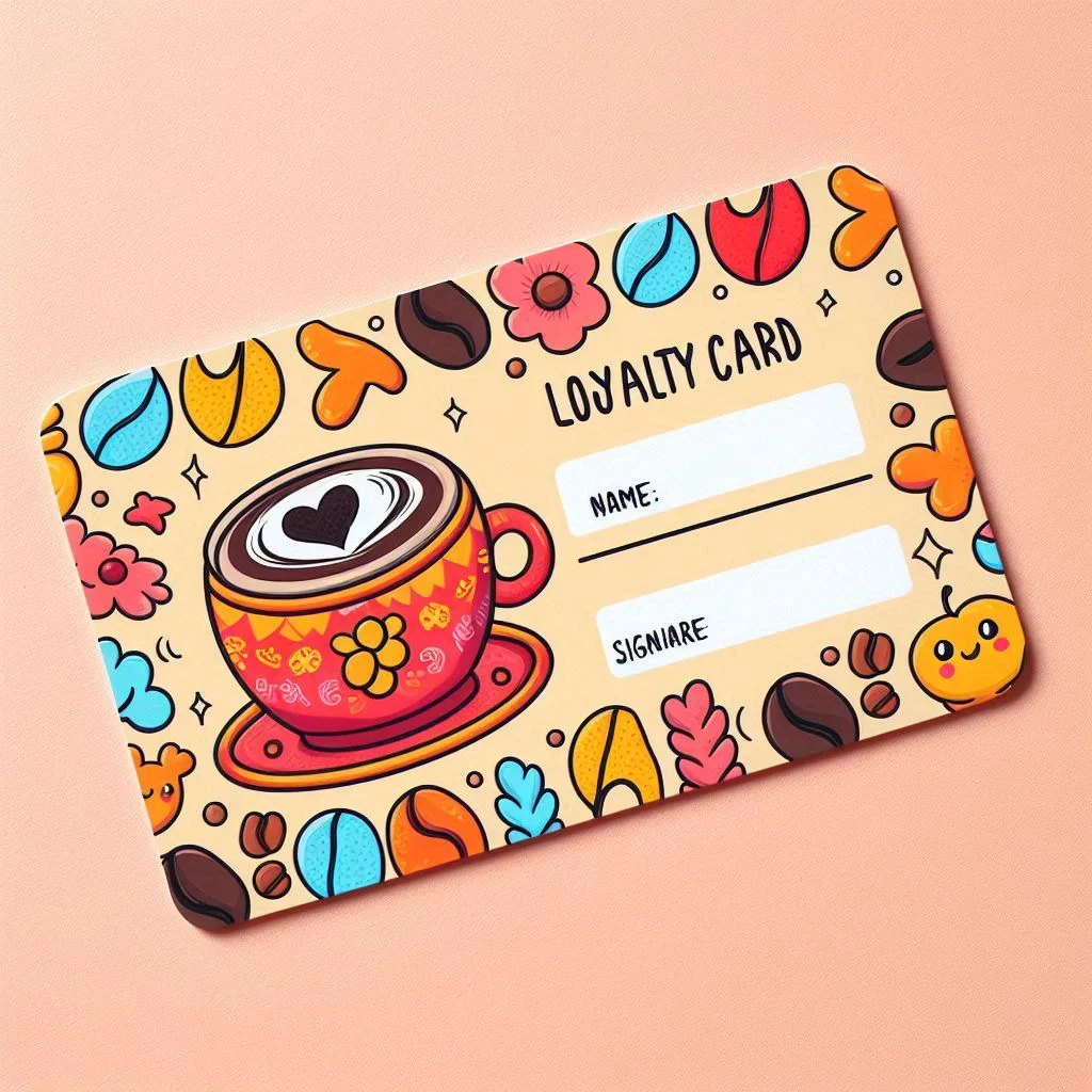 Kafe logosuna özel tasarlanmış müşteri sadakat ve damga kartı örneği.